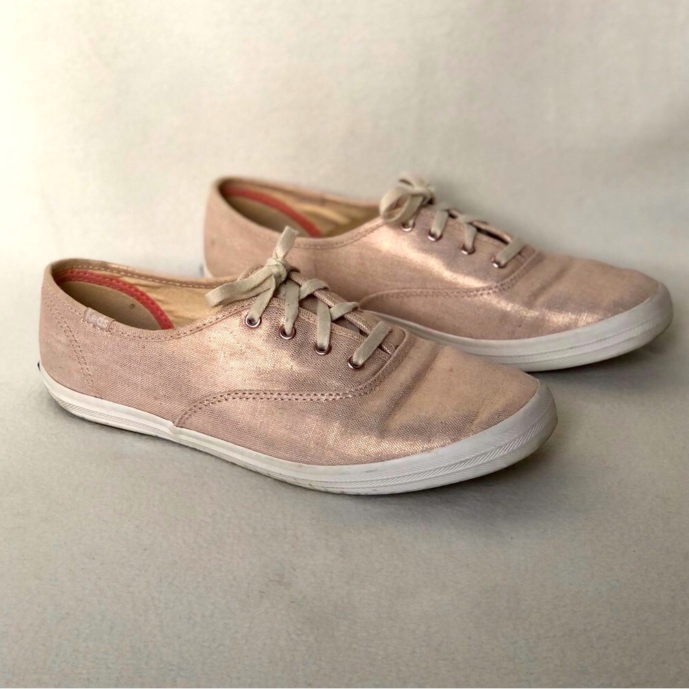 Keds Champion Metallic Rose Gold Linen low top sneakers - women’s size 8
